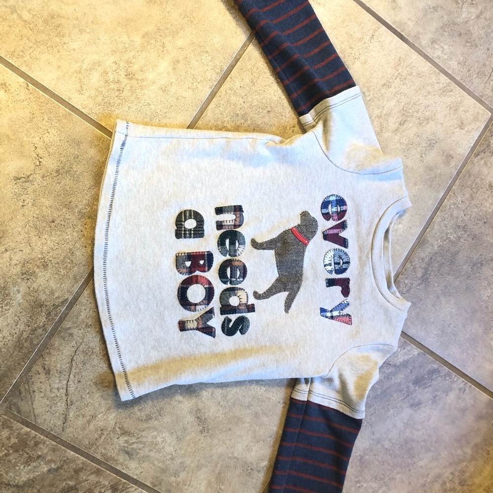 Mud pie dog and boy long sleeve tshirt